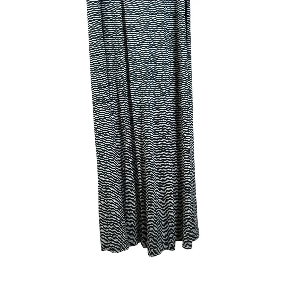 Tory Burch Silk Blend Maxi Dress Blue White Wavy Pattern Sundress